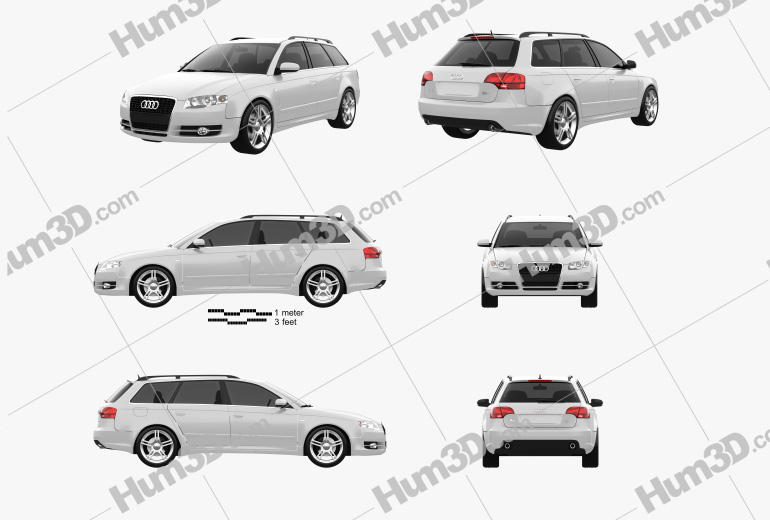 Audi A4 Avant 2007 Blueprint Template