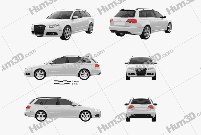 Audi S4 Avant 2007 Blueprint Template