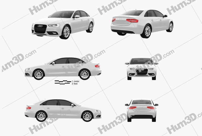 Audi A4 sedan 2016 Blueprint Template