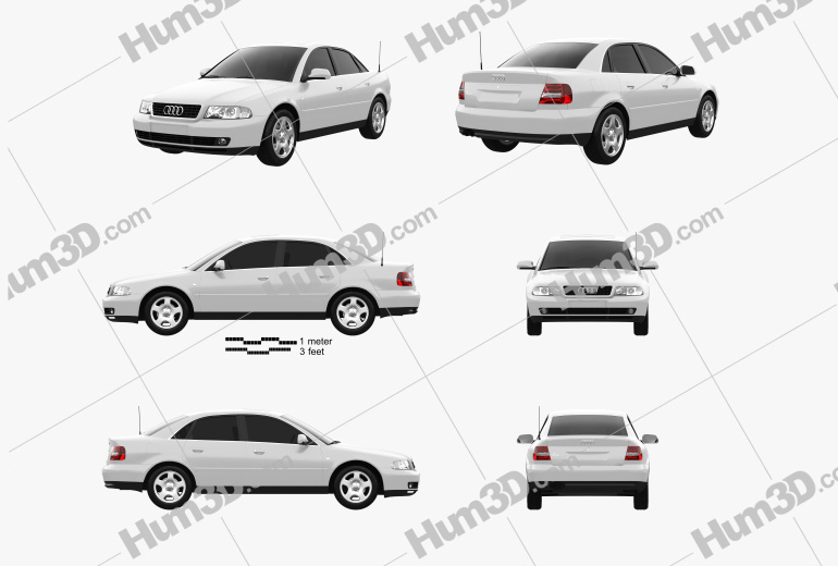 Audi A4 sedan 2001 Blueprint Template