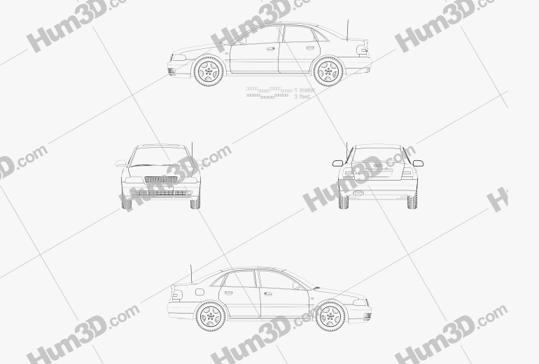 Audi A4 sedan 2001 Blueprint