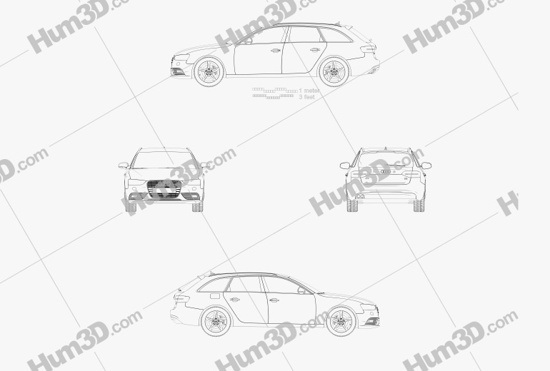 Audi A4 Avant 2013 테크니컬 드로잉