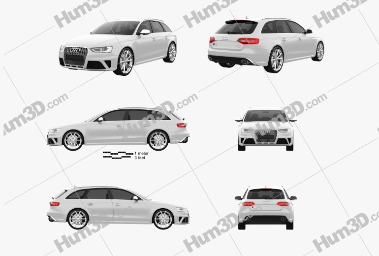 Audi RS4 Avant 2016 Blueprint Template