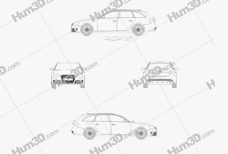 Audi RS4 Avant 2013 Disegno Tecnico