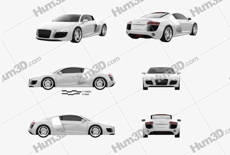 Audi R8 Coupe 2015 Blueprint Template