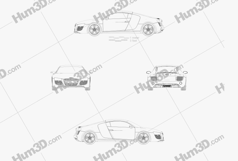 Audi R8 Coupe 2015 Blueprint