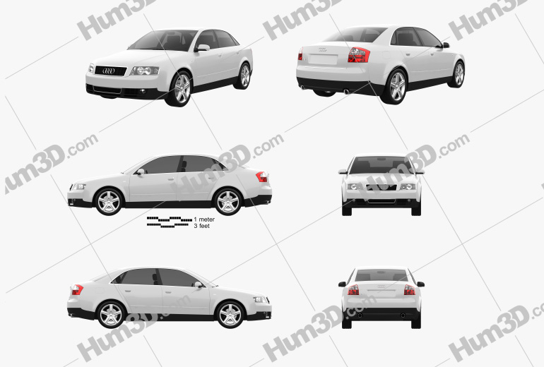 Audi A4 (B6) sedan 2005 Blueprint Template