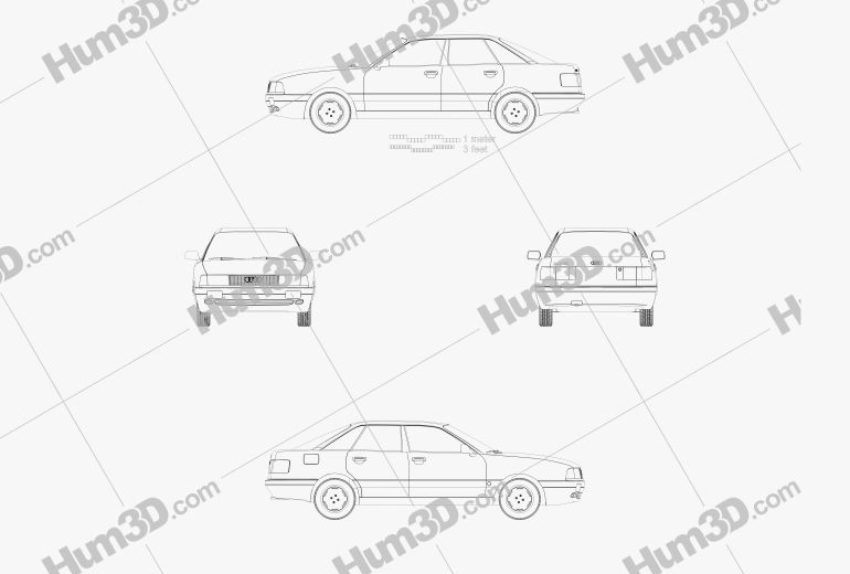 Audi 80 (B3) 1991 Blueprint