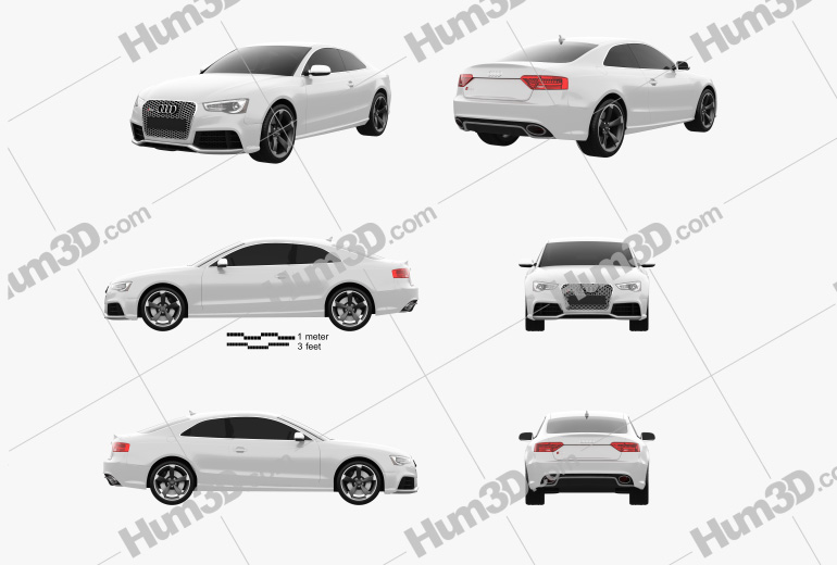 Audi RS5 coupe 2014 Blueprint Template