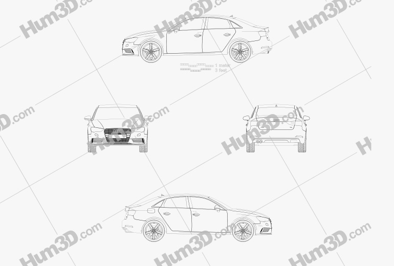Audi A3 sedan 2016 Blueprint