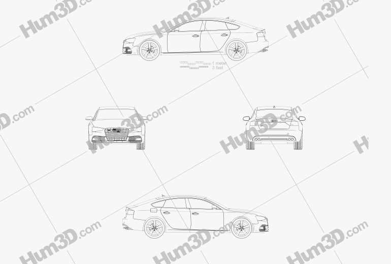 Audi S5 sportback 2012 테크니컬 드로잉