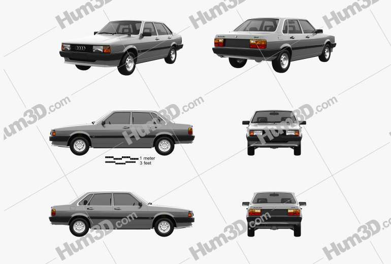 Audi 80 (B2) 1985 Blueprint Template