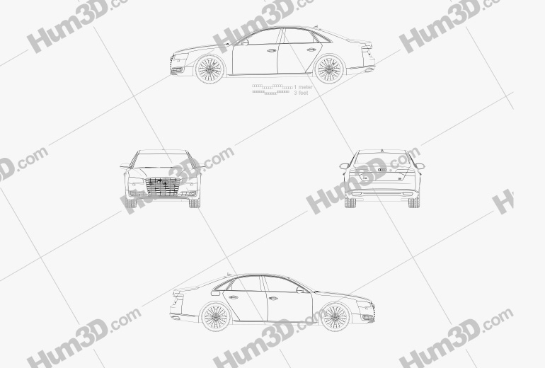 Audi A8 (D4) 2016 Blueprint