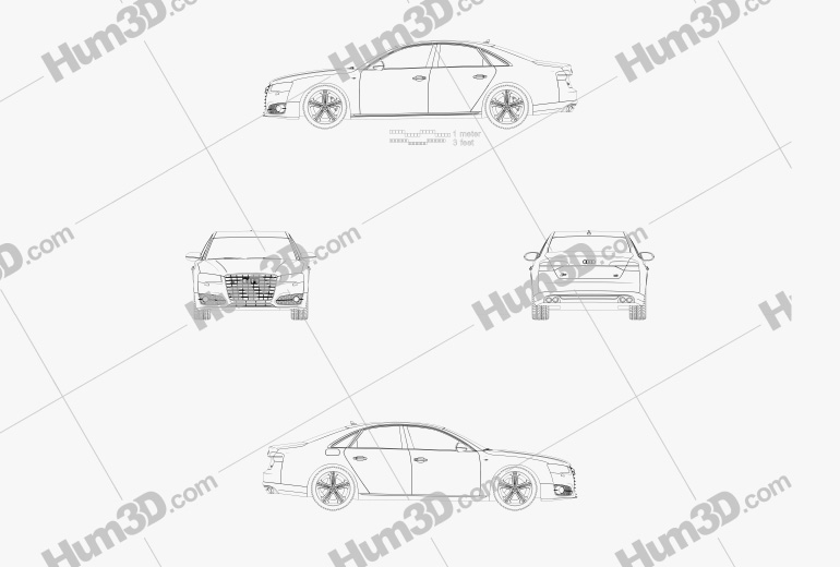 Audi S8 (D4) 2014 테크니컬 드로잉