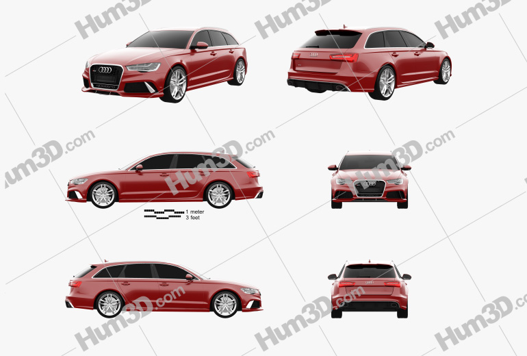 Audi RS6 (C7) avant 2016 Blueprint Template