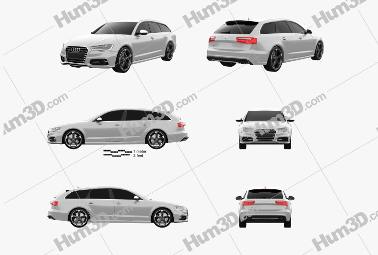 Audi S6 (C7) avant 2015 Blueprint Template