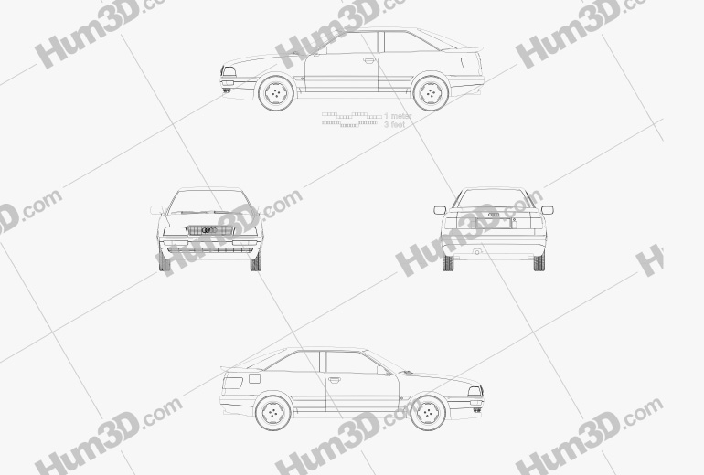 Audi Coupe 1996 Blueprint