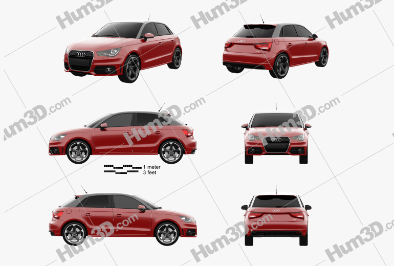 Audi A1 sportback 2015 Blueprint Template