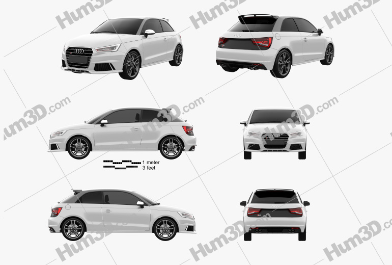 Audi S1 3-door 2017 Blueprint Template