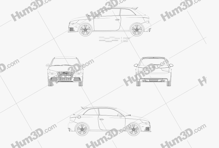 Audi S1 3-door 2017 Blueprint