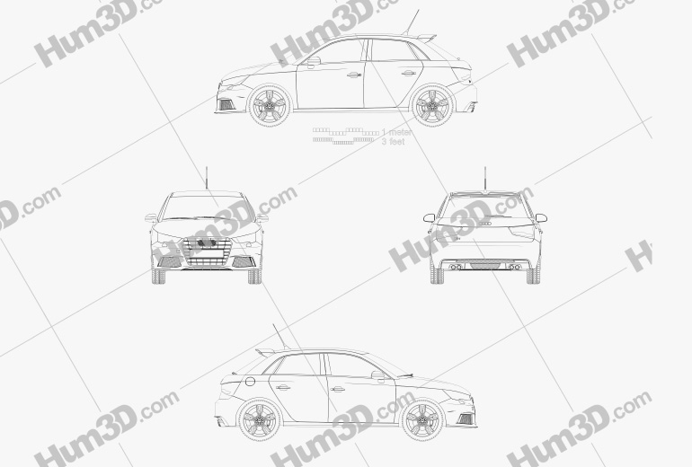 Audi S1 sportback 2014 Disegno Tecnico