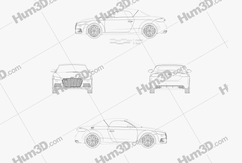 Audi TT (8S) S roadster 2015 Blaupause