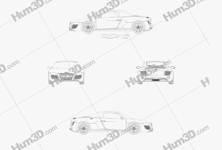 Audi R8 Spyder 2015 Blueprint