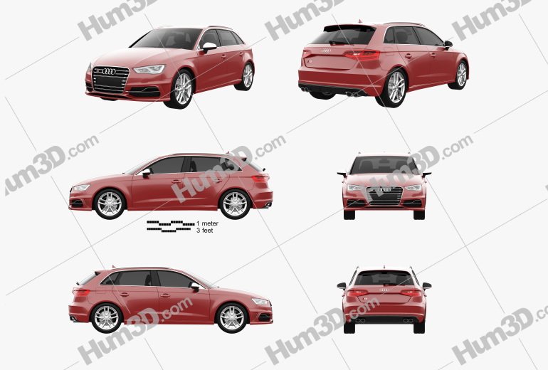 Audi S3 Sportback 2016 Blueprint Template