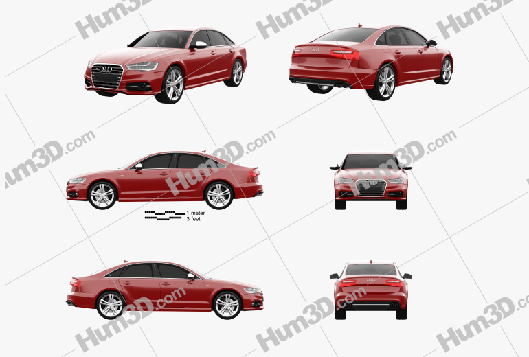 Audi S6 (C7) saloon 2015 Blueprint Template