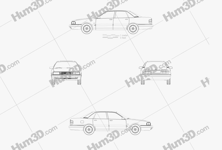 Audi 200 sedan 1991 Blueprint