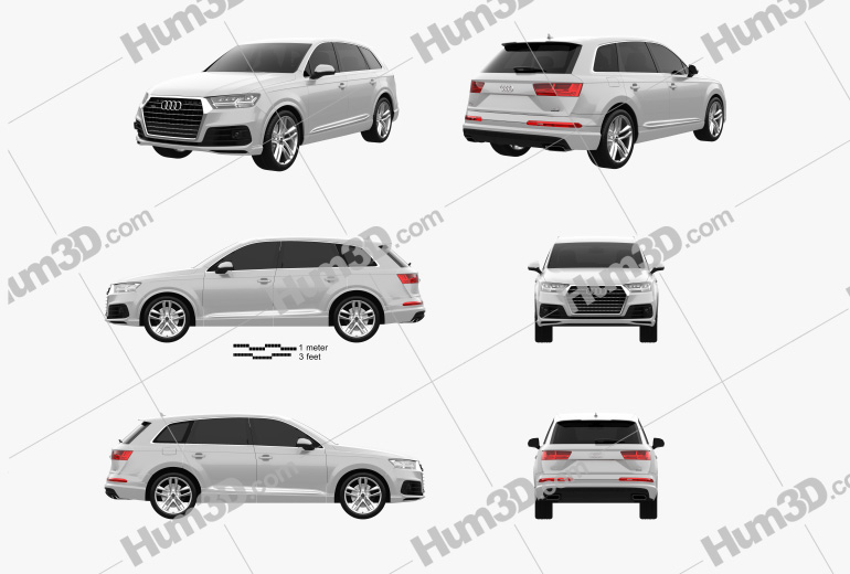 Audi Q7 S-line 2019 Blueprint Template