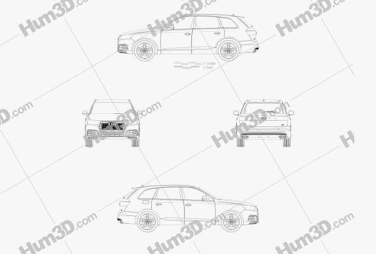 Audi Q7 S-line 2019 Blueprint