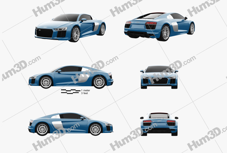 Audi R8 2019 Blueprint Template