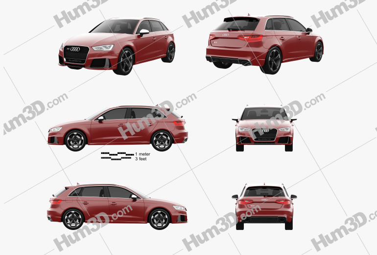 Audi RS3 Sportback 2018 Blueprint Template