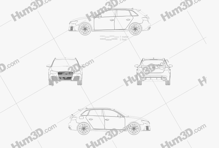 Audi RS3 Sportback 2018 Чертеж
