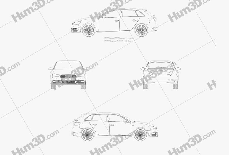 Audi A3 Sportback e-tron 2016 Креслення