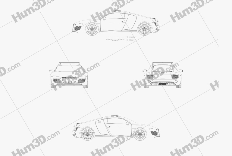 Audi R8 Polícia Dubai 2015 Blueprint