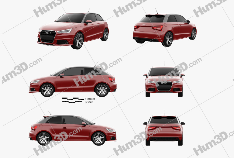 Audi A1 3-door 2018 Blueprint Template