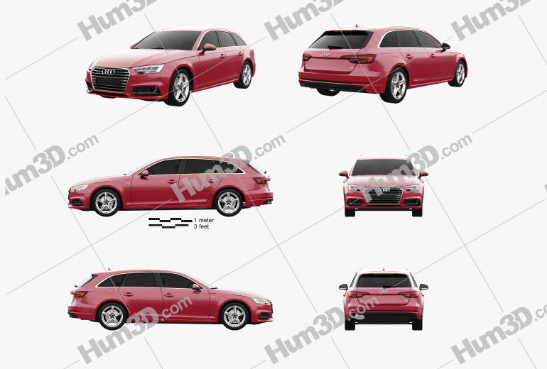 Audi A4 (B9) avant S-Line 2019 Blueprint Template