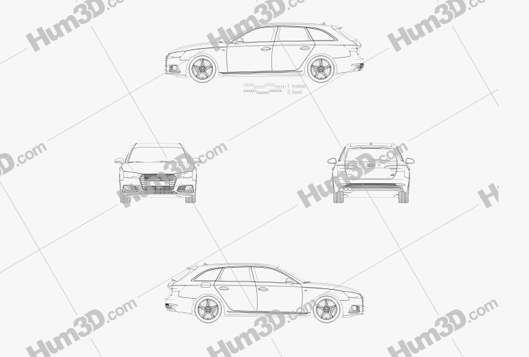 Audi A4 (B9) avant S-Line 2019 Креслення