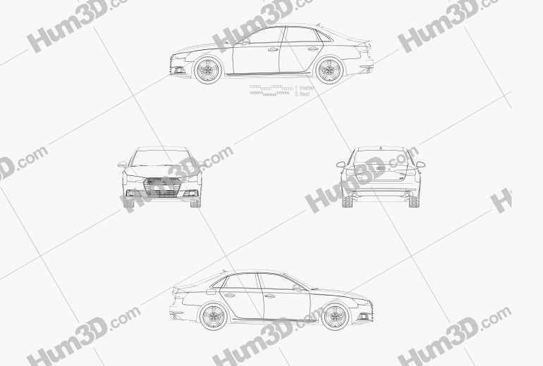Audi A4 (B9) Седан 2019 Креслення
