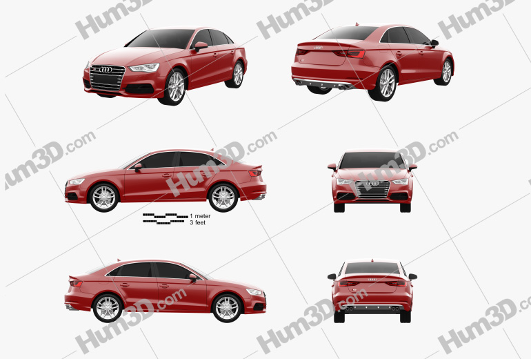 Audi S3 sedan 2016 Blueprint Template