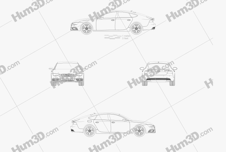 Audi A7 Sportback S-Line 2014 Blueprint