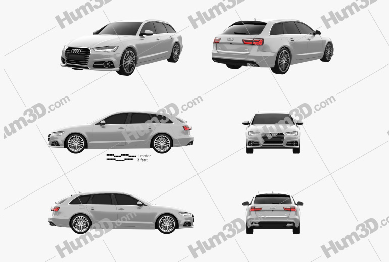 Audi A6 (C7) avant 2018 Blueprint Template