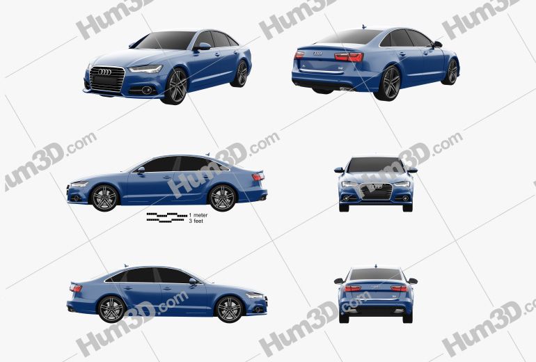 Audi A6 (C7) saloon 2018 Blueprint Template