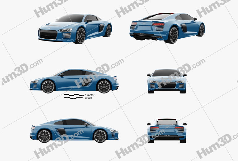 Audi R8 e-tron 2019 Blueprint Template
