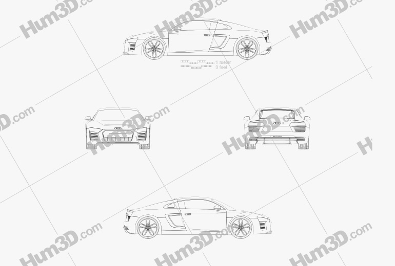Audi R8 e-tron 2019 ブループリント