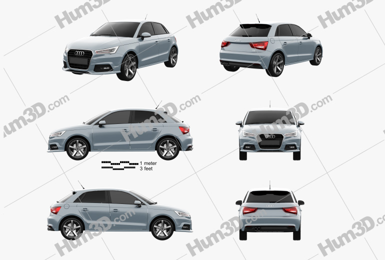 Audi A1 Sportback 2018 Blueprint Template