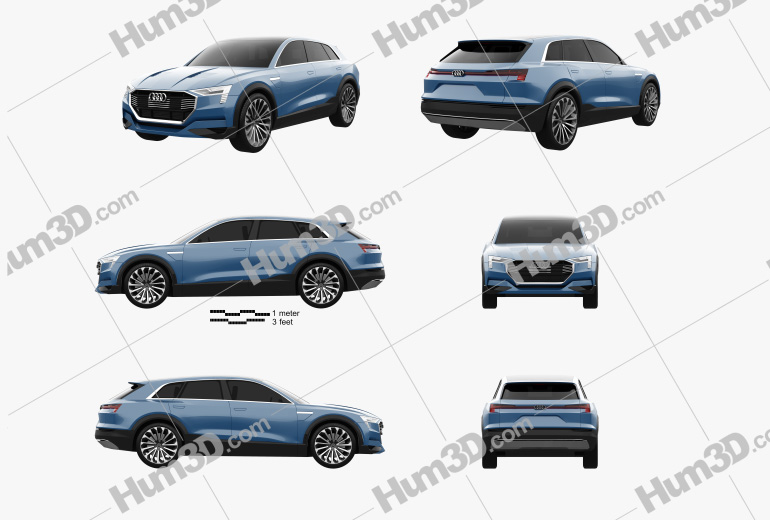Audi E-tron Quattro 2015 Blueprint Template