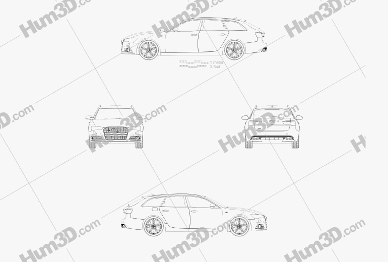 Audi S6 (C7) Avant 2017 Blueprint